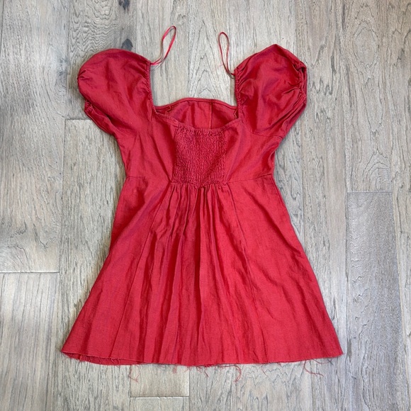 NWT Alluv Place Small Wide Neck Linen Blend Dress in Rust - Picture 10 of 11